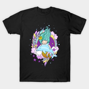 Cute Happy Mermaid Lover - Girly Cute Funny Design T-Shirt